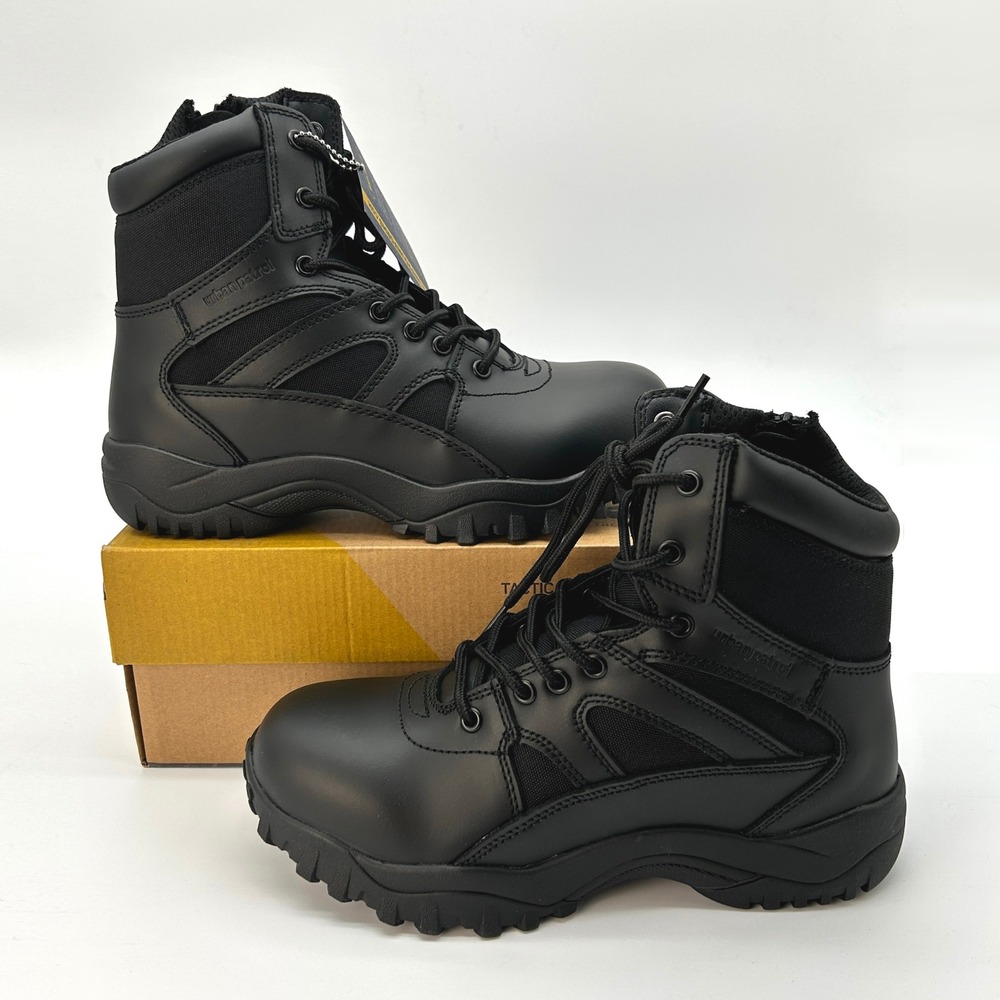 Urban Patrol Tactical Duty Boots 6" Mens Sz. 8 Black Leather Combat Side Zip NEW